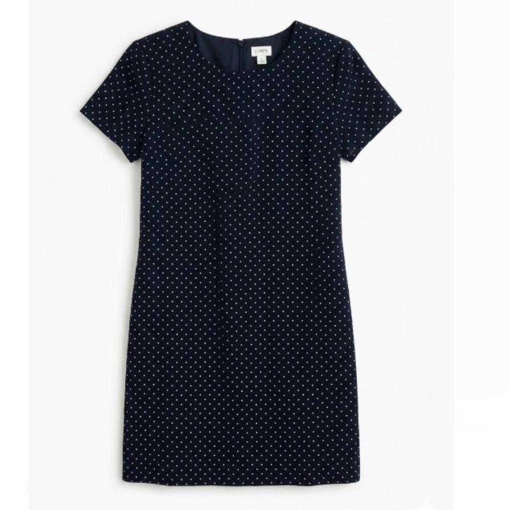 J. Crew Factory Women's Size 8 Polka Dot Shift Suiting Dress Black White EUC